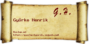 Györke Henrik névjegykártya